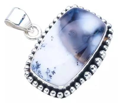 STARGEMS ® Подвеска из натурального дендритного опала ручной работы из стерлингового серебра 925 пробы 1,25 дюйма F3844