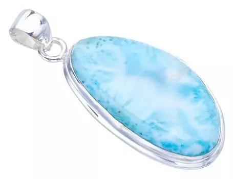 STARGEMS Подвеска из натурального ларимара ручной работы из стерлингового серебра 925 пробы 1,5 дюйма F3431