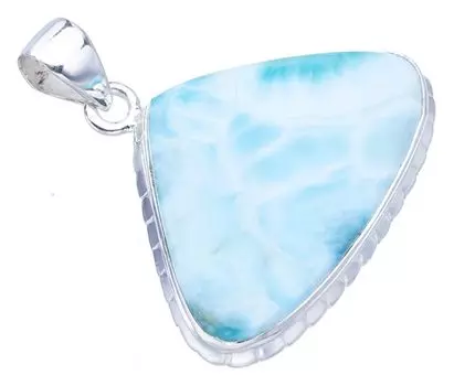 STARGEMS Подвеска из натурального ларимара ручной работы из стерлингового серебра 925 пробы 1,5 дюйма F3550