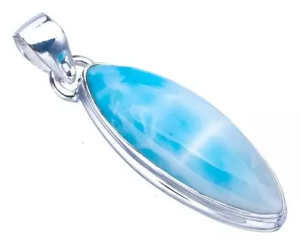 STARGEMS Подвеска из натурального ларимара ручной работы из стерлингового серебра 925 пробы 1,5 дюйма F3452
