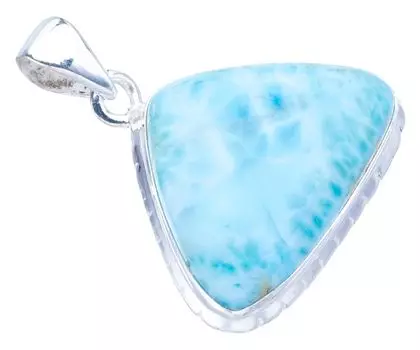 STARGEMS Подвеска из натурального ларимара ручной работы из стерлингового серебра 925 пробы 1,25 дюйма F3432