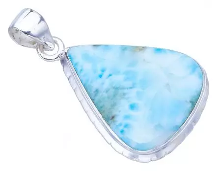 STARGEMS Подвеска из натурального ларимара ручной работы из стерлингового серебра 925 пробы 1,5 дюйма F3483