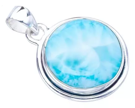 STARGEMS Подвеска из натурального ларимара ручной работы из стерлингового серебра 925 пробы 1,25 дюйма F3433