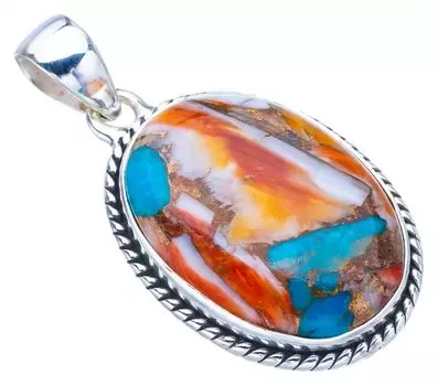 STARGEMS ® Подвеска из натурального медного халцедона ручной работы из стерлингового серебра 925 пробы 1,5 дюйма F3703
