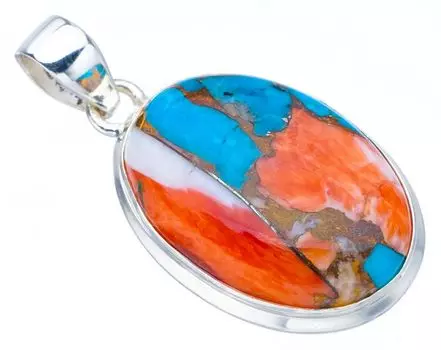 STARGEMS Подвеска из натурального медного халцедона ручной работы из стерлингового серебра 925 пробы 1,5 дюйма F3714