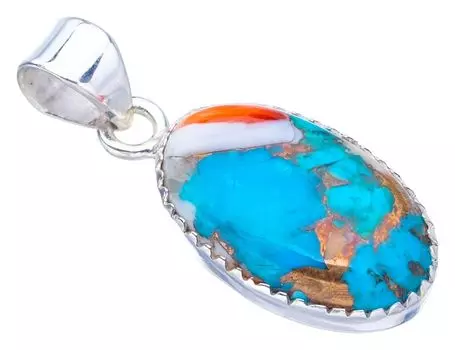 STARGEMS Подвеска из натурального медного халцедона ручной работы из стерлингового серебра 925 пробы 1,25 дюйма F3710