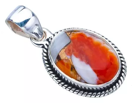 STARGEMS ® Подвеска из натурального медного халцедона ручной работы из стерлингового серебра 925 пробы 1,25 дюйма F3718