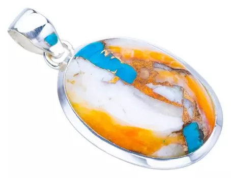 STARGEMS Подвеска из натурального медного халцедона ручной работы из стерлингового серебра 925 пробы 1,5 дюйма F3716