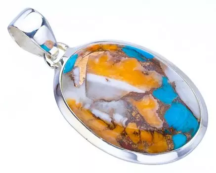 STARGEMS ® Подвеска из натурального медного халцедона ручной работы из стерлингового серебра 925 пробы 1,5 дюйма F3713