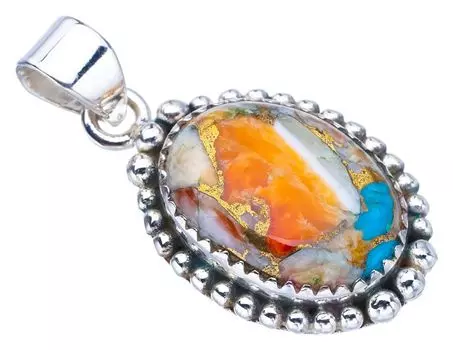STARGEMS Подвеска из натурального медного халцедона ручной работы из стерлингового серебра 925 пробы 1,25 дюйма F3723