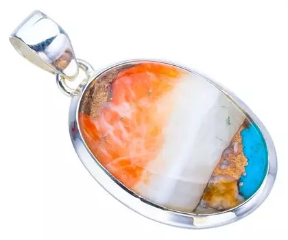 STARGEMS ® Подвеска из натурального медного халцедона ручной работы из стерлингового серебра 925 пробы 1,5 дюйма F3700
