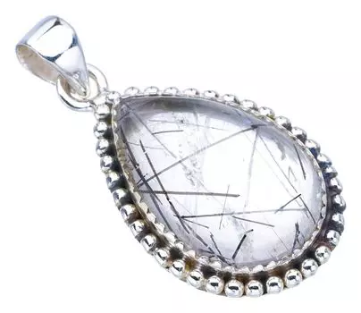 STARGEMS ® Подвеска из натурального рутилового кварца ручной работы из стерлингового серебра 925 пробы 1,5 дюйма F3929