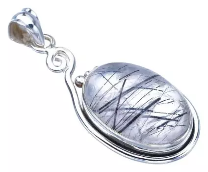 STARGEMS ® Подвеска из натурального рутилового кварца ручной работы из стерлингового серебра 925 пробы 1,75 дюйма F3911