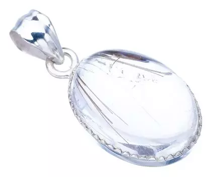 STARGEMS ® Подвеска из натурального рутилового кварца ручной работы из стерлингового серебра 925 пробы 1,25 дюйма F3915