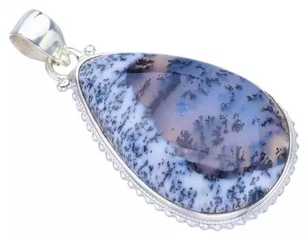 STARGEMS ® Подвеска из серебра 925 пробы с натуральным дендритным опалом ручной работы 2 дюйма F3832