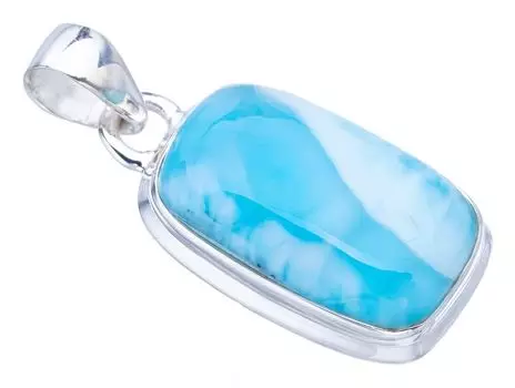 STARGEMS Подвеска из серебра 925 пробы с натуральным ларимаром ручной работы 1,25 дюйма F3530