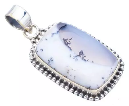 STARGEMS ® Подвеска из серебра 925 пробы с натуральным дендритным опалом ручной работы 1,5 дюйма F3843