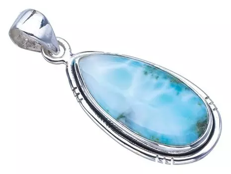 STARGEMS Подвеска из серебра 925 пробы с натуральным ларимаром 1,5 дюйма F3413