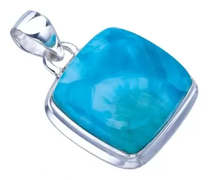 STARGEMS Подвеска из серебра 925 пробы с натуральным ларимаром, 1 дюйм, F3450