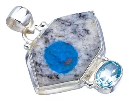 STARGEMS ® Подвеска из серебра 925 пробы с натуральным лазуритом K2 Blue Topaz, 1,25 дюйма, F3569