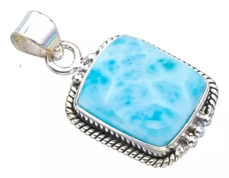 STARGEMS Подвеска из серебра 925 пробы с натуральным ларимаром ручной работы 1,25 дюйма F3561