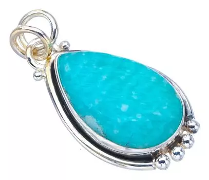 STARGEMS Подвеска из серебра 925 пробы с натуральным амазонитом ручной работы 1,5 дюйма F3959