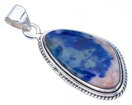 STARGEMS Подвеска из серебра 925 пробы с натуральным содалитом ручной работы 1,5 дюйма F3603