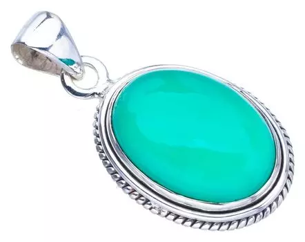STARGEMS Подвеска из стерлингового серебра 925 пробы с натуральным хризопразом ручной работы 1,25 дюйма F3664
