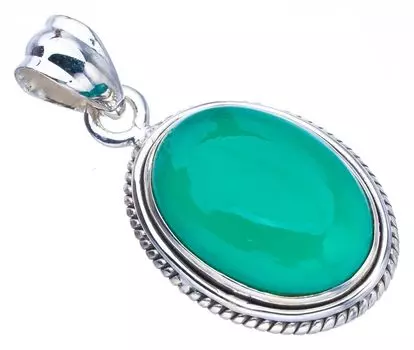 STARGEMS Подвеска из стерлингового серебра 925 пробы с натуральным хризопразом ручной работы 1,25 дюйма F3663
