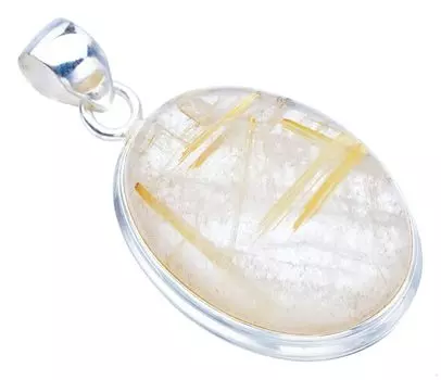 STARGEMS ® Подвеска из стерлингового серебра 925 пробы с натуральным золотистым рутилом ручной работы 1,5 дюйма F3933