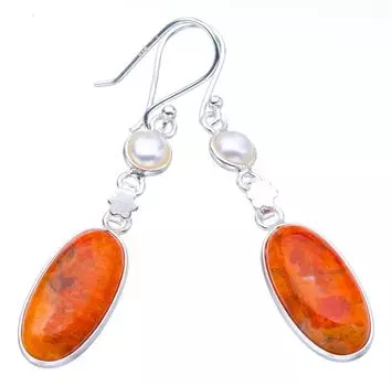 STARGEMS ® Серьги из серебра 925 пробы с натуральным речным жемчугом Calcite Flower, 2 дюйма, F5583