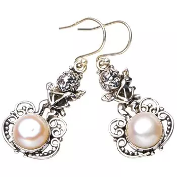 STARGEMS ® Серьги из стерлингового серебра 925 пробы с натуральным речным жемчугом, 1,5 дюйма, E5430