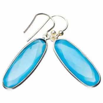 STARGEMS ® Серьги из стерлингового серебра 925 пробы с натуральным халцедоном ручной работы 1,5 дюйма D7000