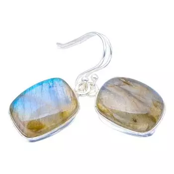 STARGEMS Серьги из стерлингового серебра 925 пробы с натуральным лабрадором ручной работы 1,25 дюйма F5775