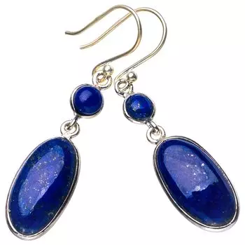 STARGEMS ® Серьги ручной работы из натурального лазурита из стерлингового серебра 925 пробы 1,75 дюйма E5307