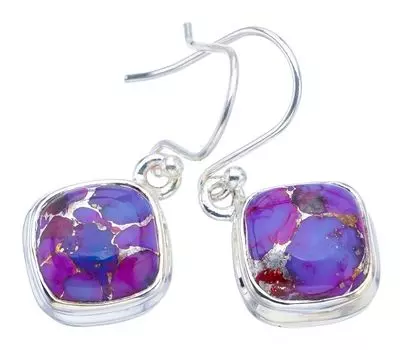 STARGEMS ® Серьги ручной работы из натурального серебра 925 пробы с медно-бирюзовым оттенком 1,25 дюйма F6190