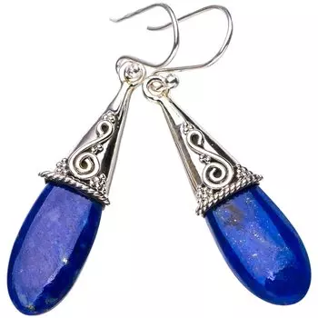 STARGEMS ® Серьги ручной работы из натурального лазурита из стерлингового серебра 925 пробы 2 дюйма E5334