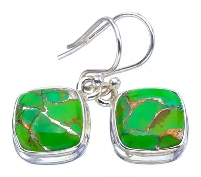 STARGEMS ® Серьги ручной работы из натурального серебра 925 пробы с медно-бирюзовым оттенком 1,25 дюйма F5877