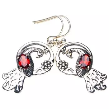 STARGEMS ® Серьги ручной работы из серебра 925 пробы с натуральным гранатом и павлином 1,75 дюйма E6160