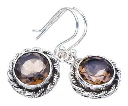 STARGEMS Серьги ручной работы из стерлингового серебра 925 пробы с натуральным дымчатым кварцем 1,25 дюйма F5743