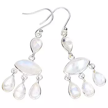 STARGEMS ® Серьги ручной работы из стерлингового серебра 925 пробы с натуральным лунным камнем 2 дюйма E3524-8