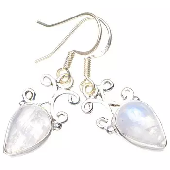 STARGEMS ® Серьги ручной работы из стерлингового серебра 925 пробы с натуральным лунным камнем 1,5 дюйма E5572