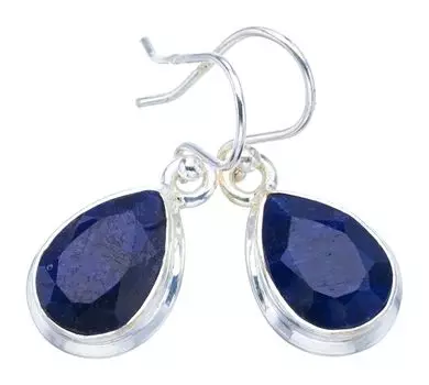 STARGEMS ® Серьги ручной работы из стерлингового серебра 925 пробы с натуральным сапфиром 1,25 дюйма F6112