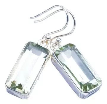 STARGEMS ® Серьги ручной работы из стерлингового серебра 925 пробы с натуральным зеленым аметистом 1,5 дюйма F5822