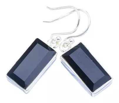 STARGEMS ® Серьги ручной работы из стерлингового серебра 925 пробы с натуральным черным ониксом 1,5 дюйма F6120