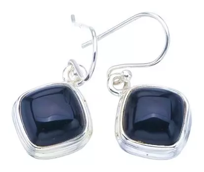 STARGEMS ® Серьги ручной работы из стерлингового серебра 925 пробы с натуральным черным ониксом 1,25 дюйма F6103