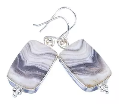 STARGEMS ® Серьги ручной работы из стерлингового серебра 925 пробы с натуральным зебровым кальцитом 1,5 дюйма F5535