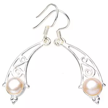 STARGEMS Серьги ручной работы из стерлингового серебра 925 пробы с натуральным речным жемчугом 1,75 дюйма E5442