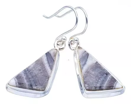 STARGEMS ® Серьги ручной работы из стерлингового серебра 925 пробы с натуральным зебровым кальцитом 1,5 дюйма F5699