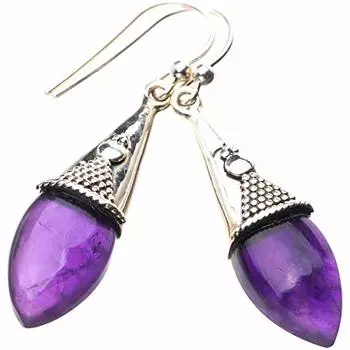 STARGEMS ® Серьги ручной работы из стерлингового серебра 925 пробы с натуральным аметистом 1,75 дюйма E1529